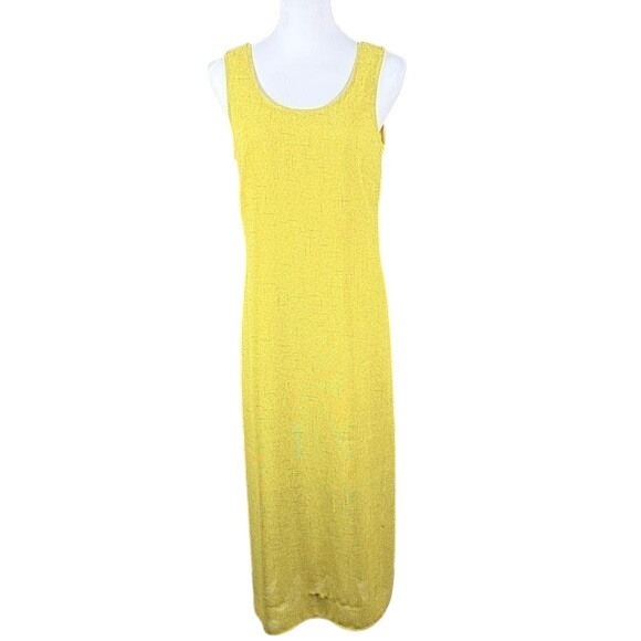 DR Dresses & Skirts - DR Women Chartreuse Yellow Textured Sleeveless Scoop Neck Maxi Dress Size 8